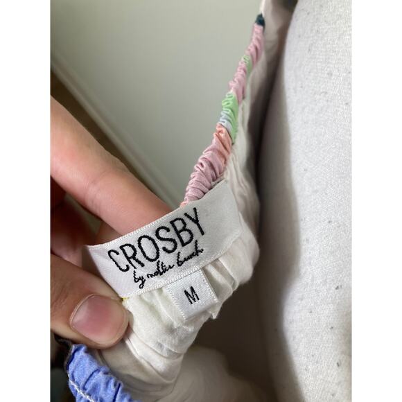 Crosby Pink/Green/Blue Brush Stroke Peplum Top Sz L - Picture 3 of 3